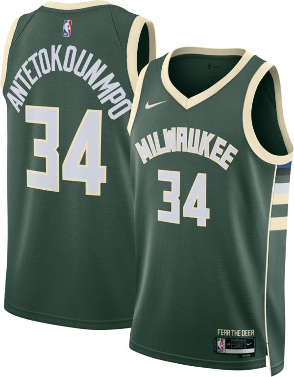 Nike Men's Milwaukee Bucks Giannis Antetokounmpo #34 Green Dri-FIT Swingman Jersey product image