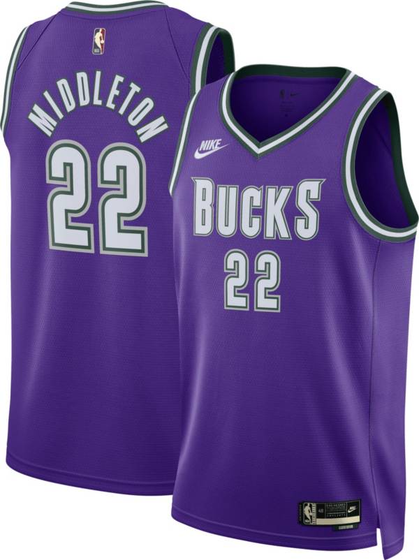 Nike Men's Milwaukee Bucks Khris Middleton #22 Purple Hardwood Classic Dri-FIT Swingman Jersey product image