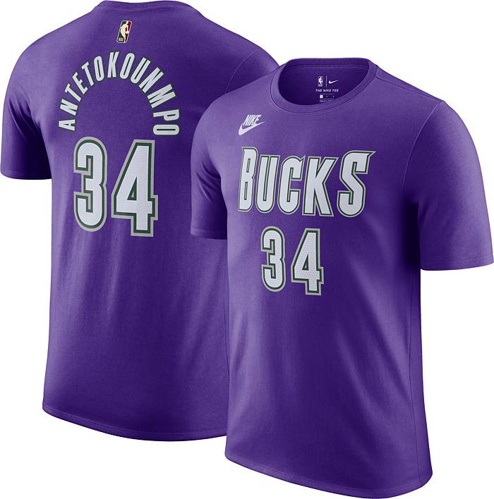 Men's Nike Giannis Antetokounmpo Purple Milwaukee Bucks 2022/23 Classic Edition Name & Number T-Shirt
