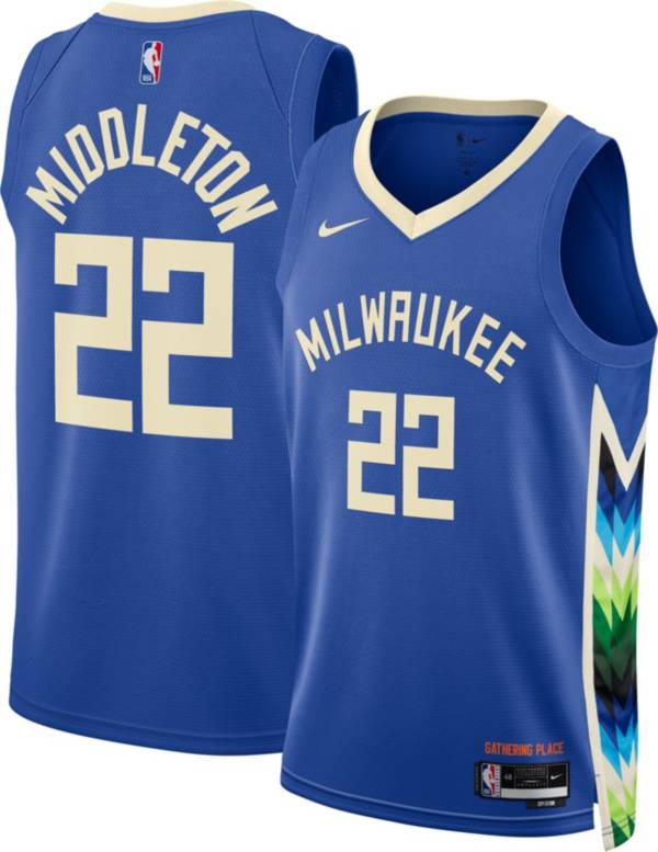 Nike Men's 2022-23 City Edition Milwaukee Bucks Khris Middleton #22 Royal Dri-FIT Swingman Jersey product image