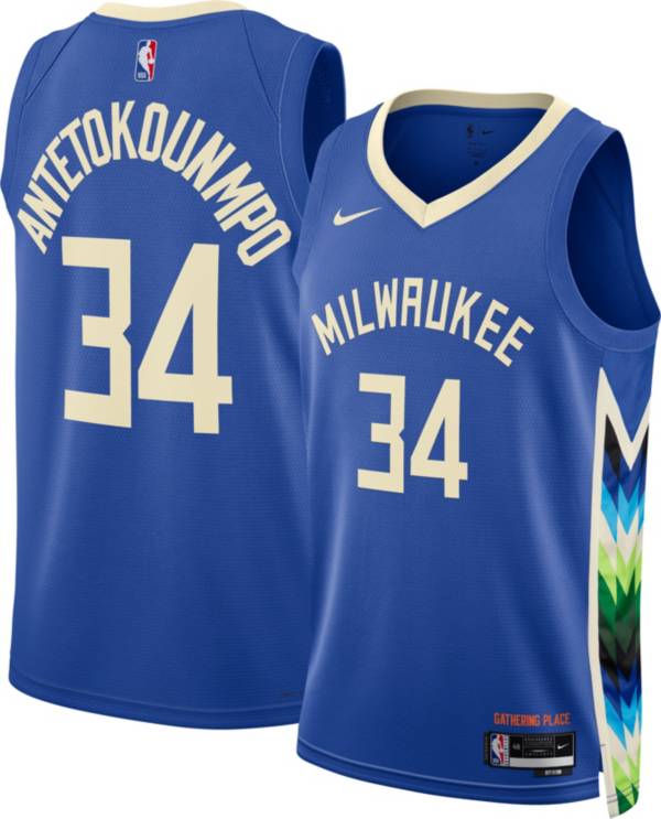 Men's 2022-23 City Edition Milwaukee Bucks Giannis Antetokounmpo #34 Royal Dri-FIT Swingman | Sporting Goods