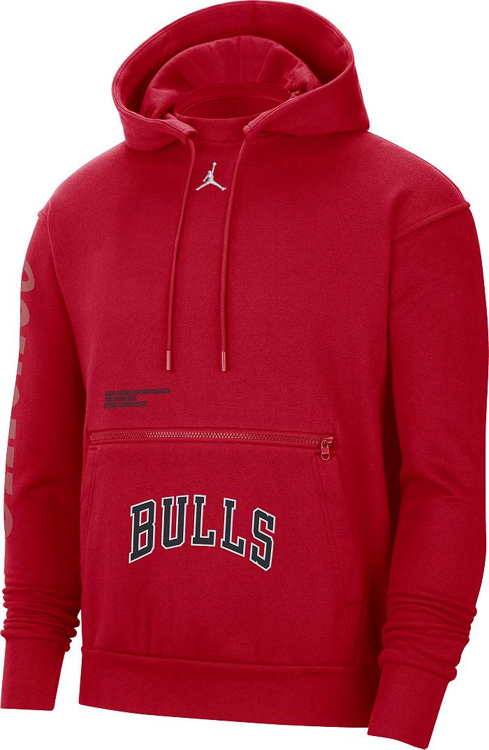Nike Men's 2022-23 City Edition Chicago Bulls Red Essential Pullover Hoodie, Large