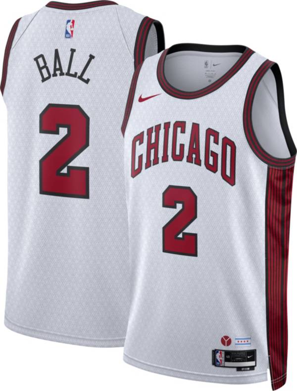 Nike Youth 2022-23 City Edition Chicago Bulls Lonzo Ball #2 Dri-Fit Swingman Jersey - White - L Each