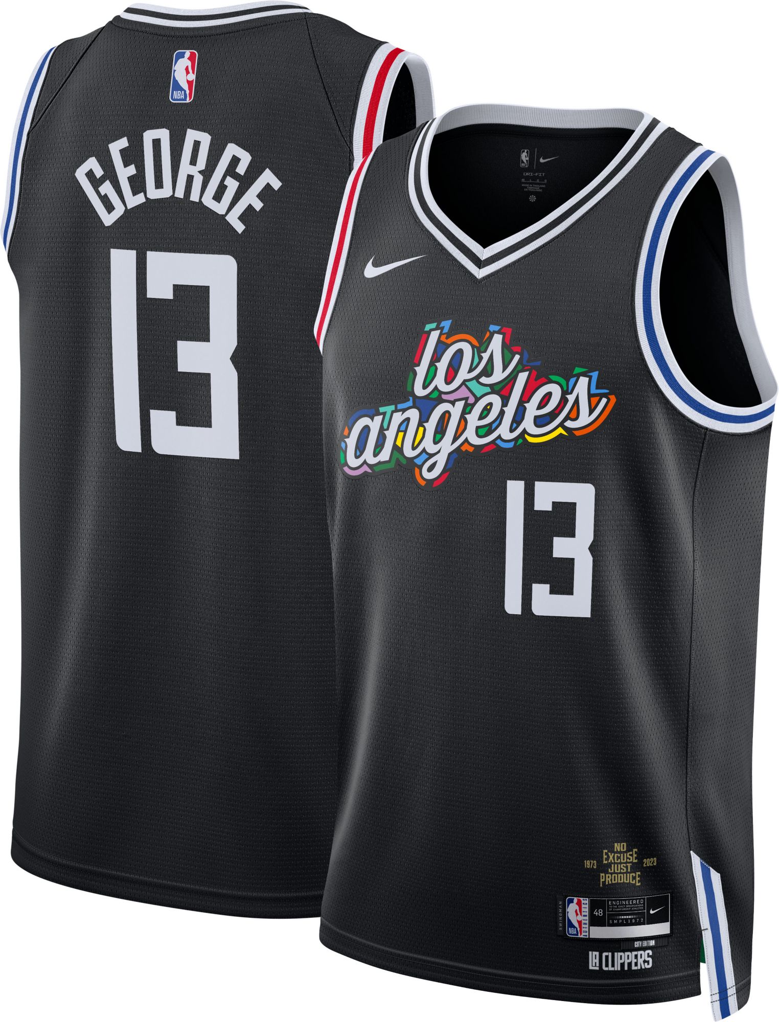 Authentic Men's Paul George White Jersey - #13 Basketball Los