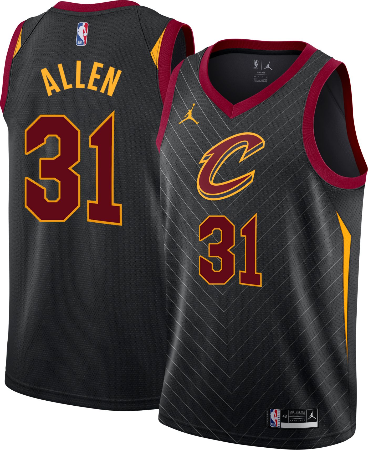 Jordan Men s Cleveland Cavaliers Jarrett Allen 31 Black Dri FIT Swingman Jersey Dick s Sporting Goods