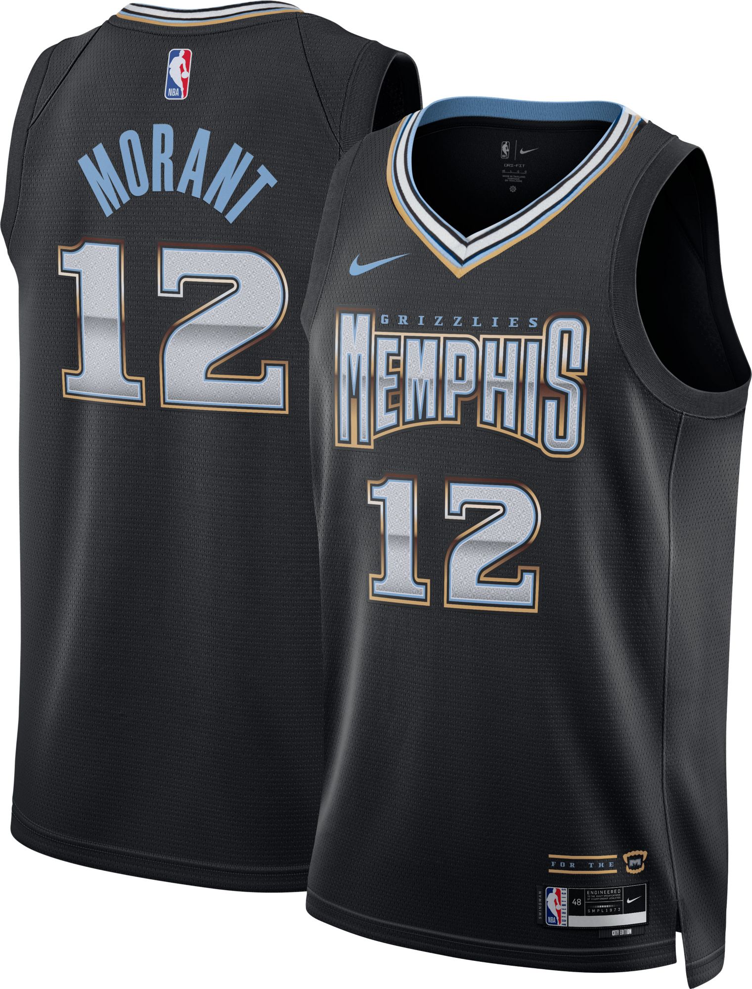 Sheshow Memphis Grizzlies Ja Morant White Gold Edition Jersey in Blue for  Men