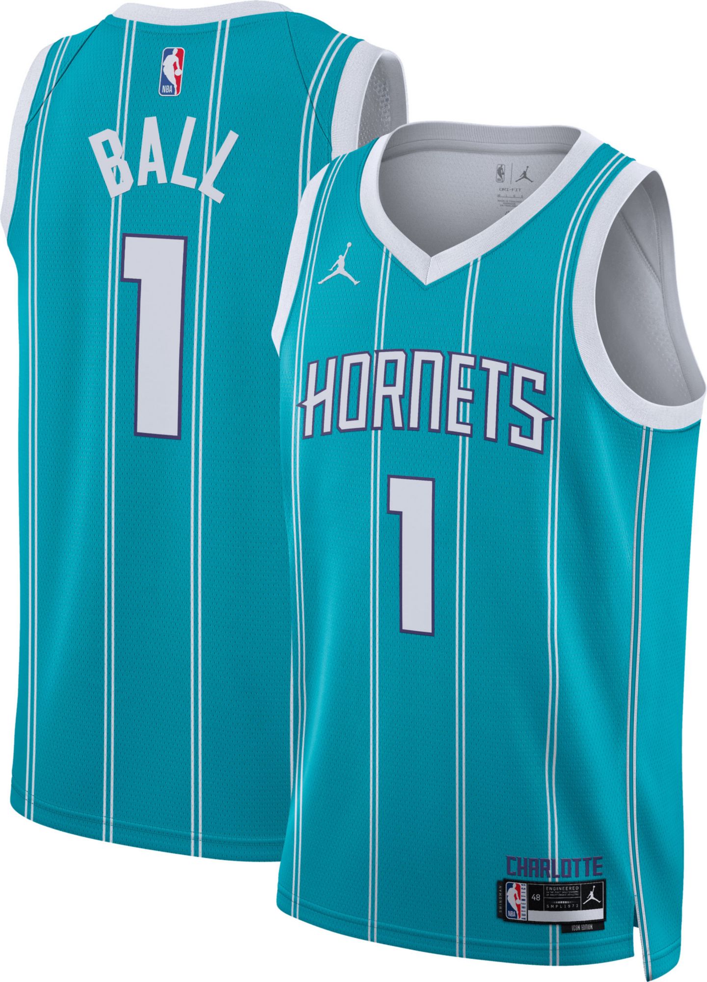 Nike Adult Charlotte Hornets LaMelo Ball #1 Teal Swingman Icon Jersey product image
