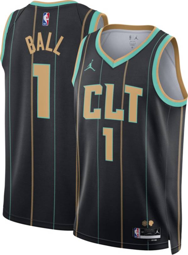 Jordan Men's 2022-23 City Edition Charlotte Hornets LaMelo Ball #1 Black Dri-FIT Swingman Jersey product image