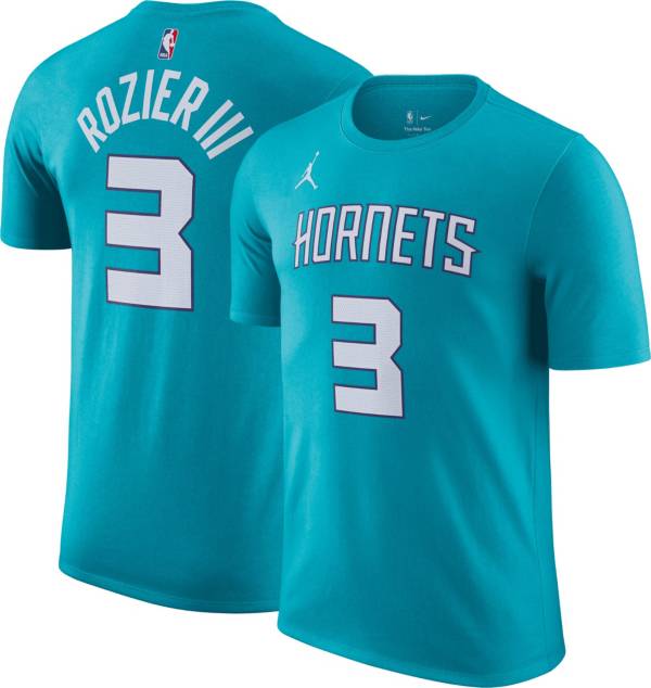 Nike Men's Charlotte Hornets Terry Rozier #3 Teal T-Shirt, Small, Blue