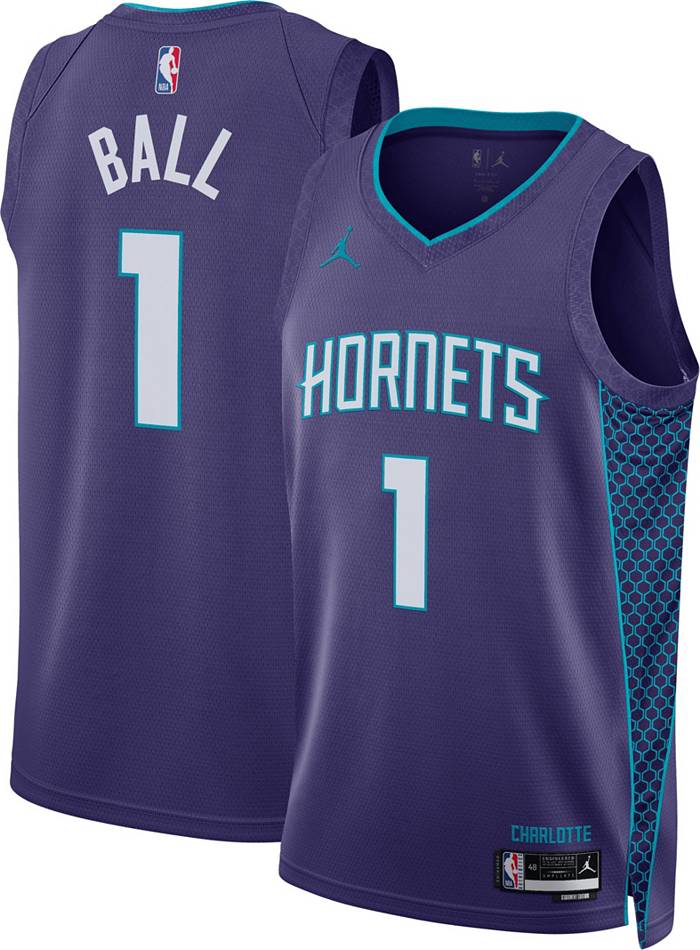 Jordan / Men's Charlotte Hornets Lamelo Ball #2 Purple Dri-FIT Statement  Edition Jersey