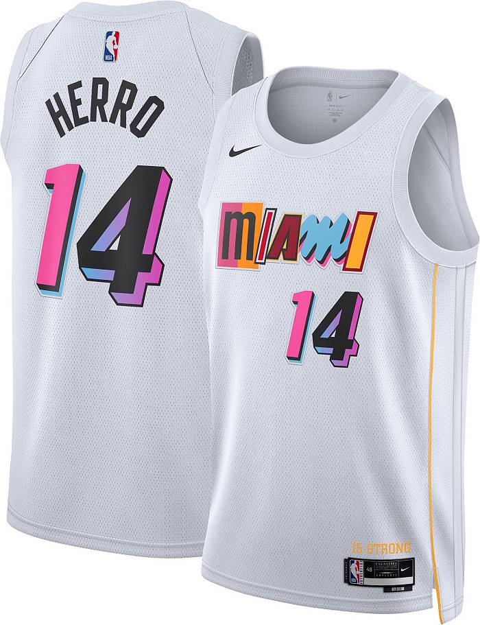 Nike Men's 2022-23 City Edition Miami Heat Tyler Herro #14 White Dri-FIT  Swingman Jersey
