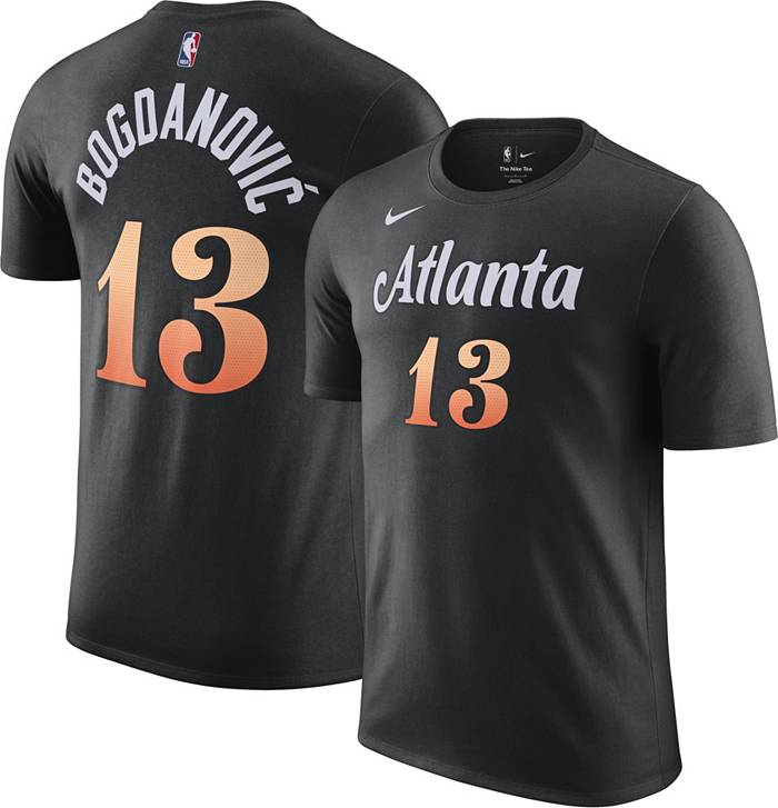 Nike Men's 2022-23 City Edition Atlanta Hawks Bojan Bogdanovic #44 Black Cotton T-Shirt, Large
