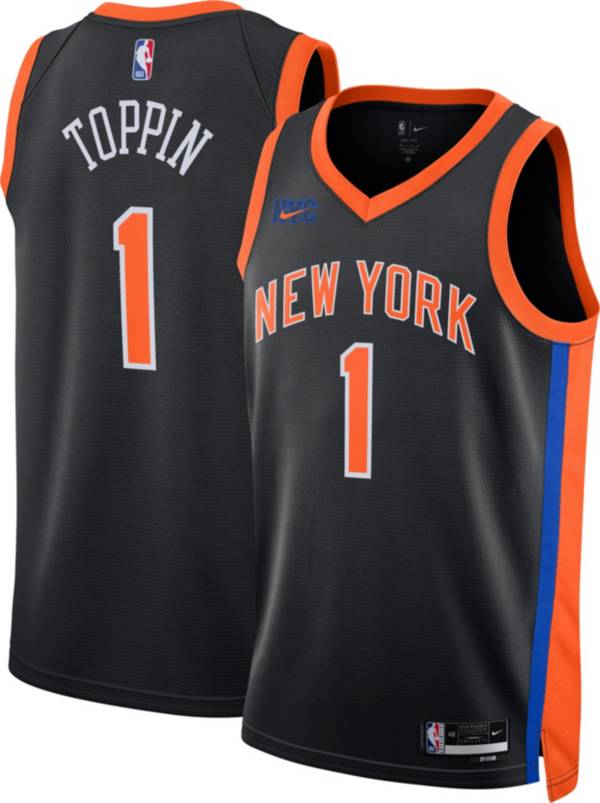Nike Men's 2022-23 City Edition New York Knicks Obi Toppin #1 Black Dri-FIT Swingman Jersey product image