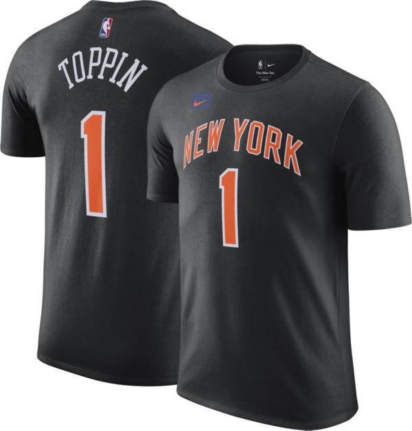 Nike Men's 2022-23 City Edition New York Knicks Obi Toppin #1 Black Cotton T-Shirt product image