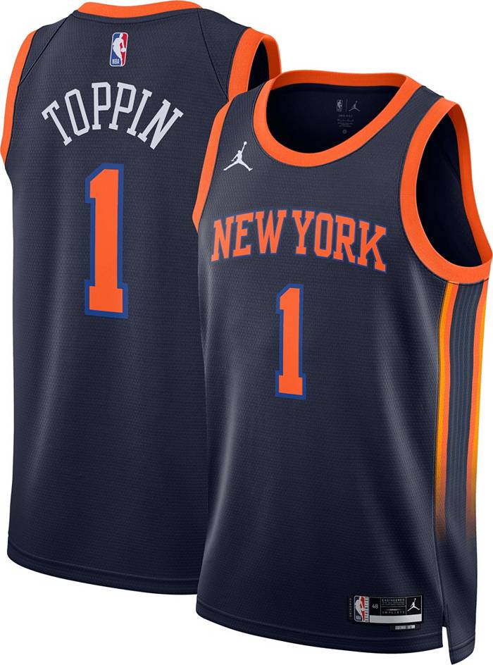 Jordan Men's New York Knicks Obi Toppin #1 Navy Dri-FIT Swingman
