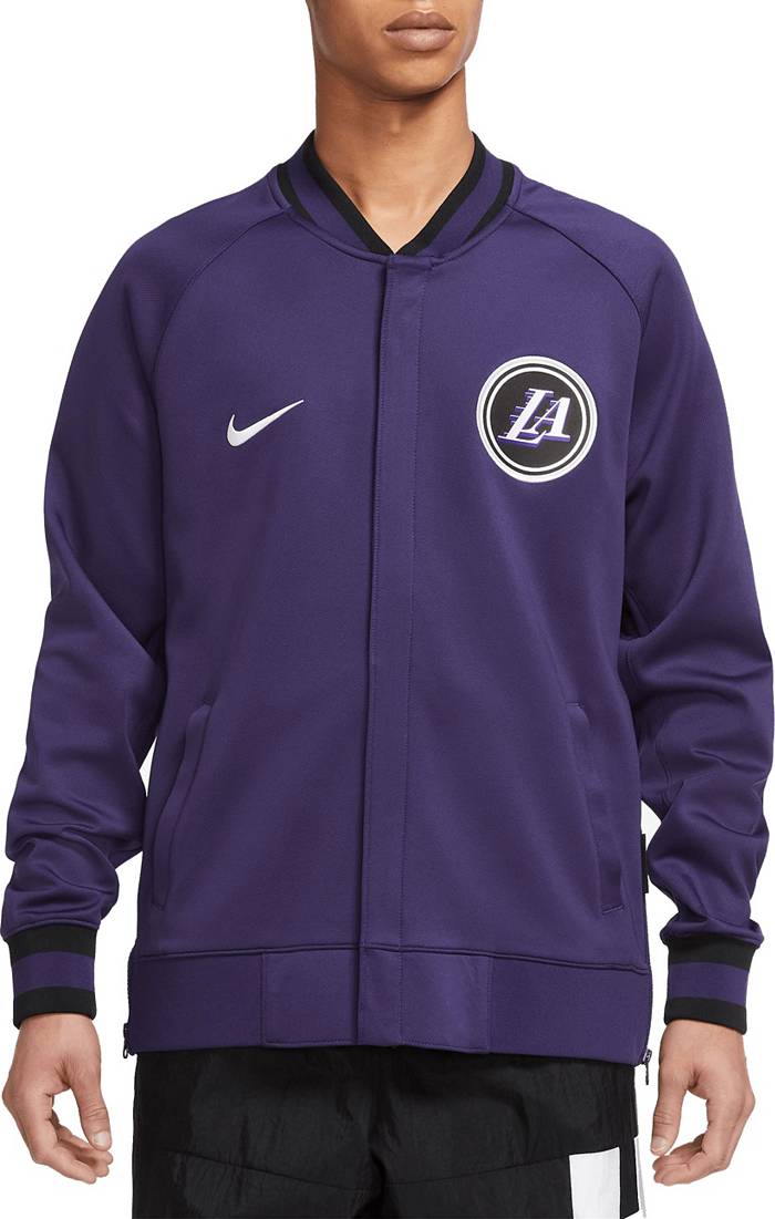 Men's Nike Charcoal/Black Los Angeles Lakers 2022/23 City Edition Courtside Bomber Full-Zip Hoodie Jacket Size: Small