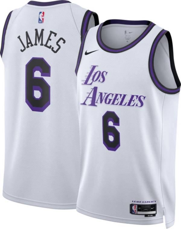 Nike Men's 2022-23 City Edition Los Angeles Lakers LeBron James #6 White Dri-Fit Swingman Jersey, XXL
