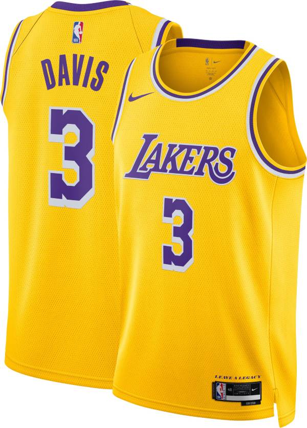 Nike Men's Los Angeles Lakers Anthony Davis #3 Yellow Dri-FIT