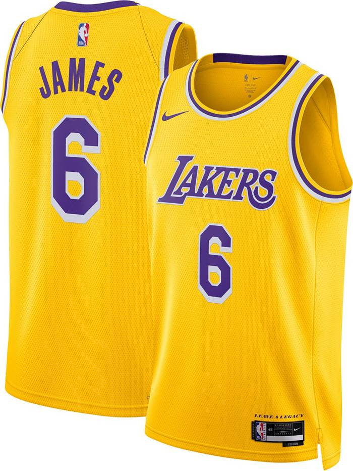 Nike Men's 2022-23 City Edition Los Angeles Lakers LeBron James #6 White Dri-Fit Swingman Jersey, Medium