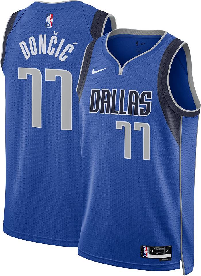 Nike Men's Dallas Mavericks Luka Doncic #77 Royal Dri-Fit Swingman Jersey, XL, Blue