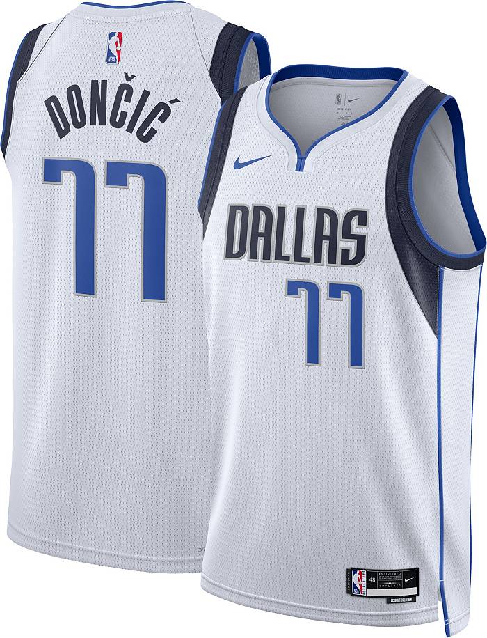 Nike Men's Dallas Mavericks Luka Doncic #77 White Dri-Fit Swingman Jersey, Large