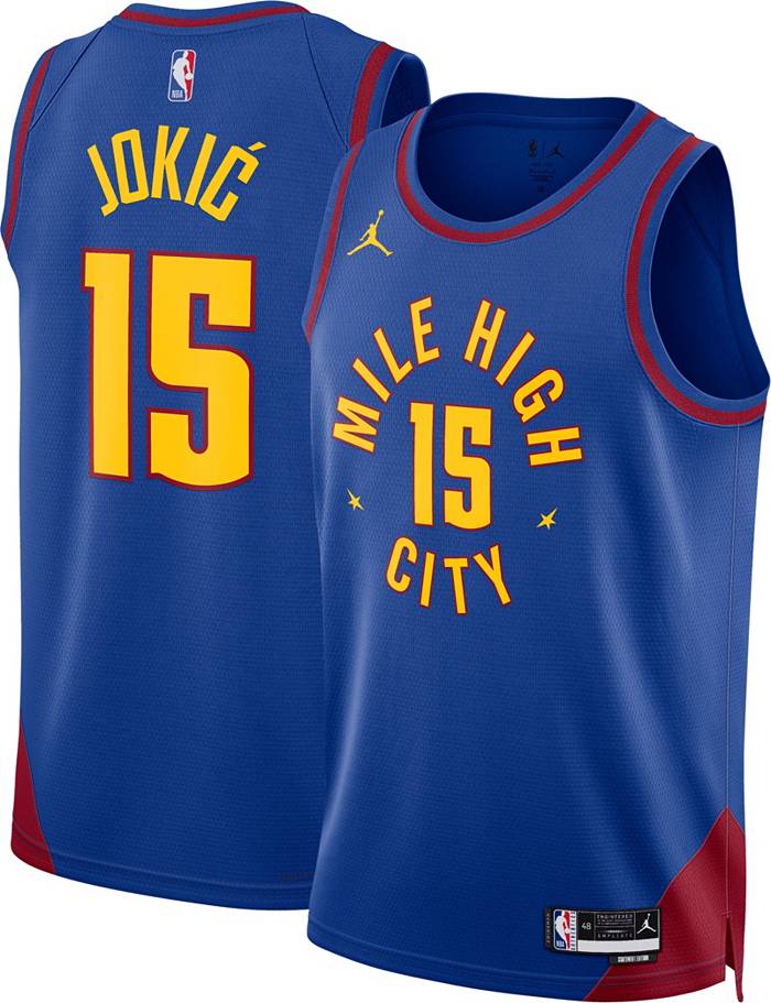 Nike / Men's 2021-22 City Edition Denver Nuggets Nikola Jokic #15 Blue  Cotton T-Shirt