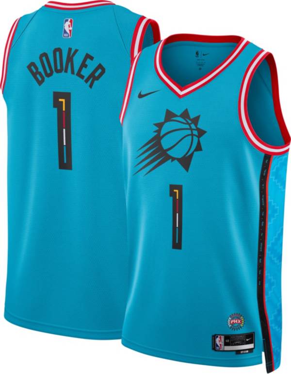 Nike Men's 2022-23 City Edition Phoenix Suns Devin Booker #1 Turquoise  Dri-FIT Swingman Jersey