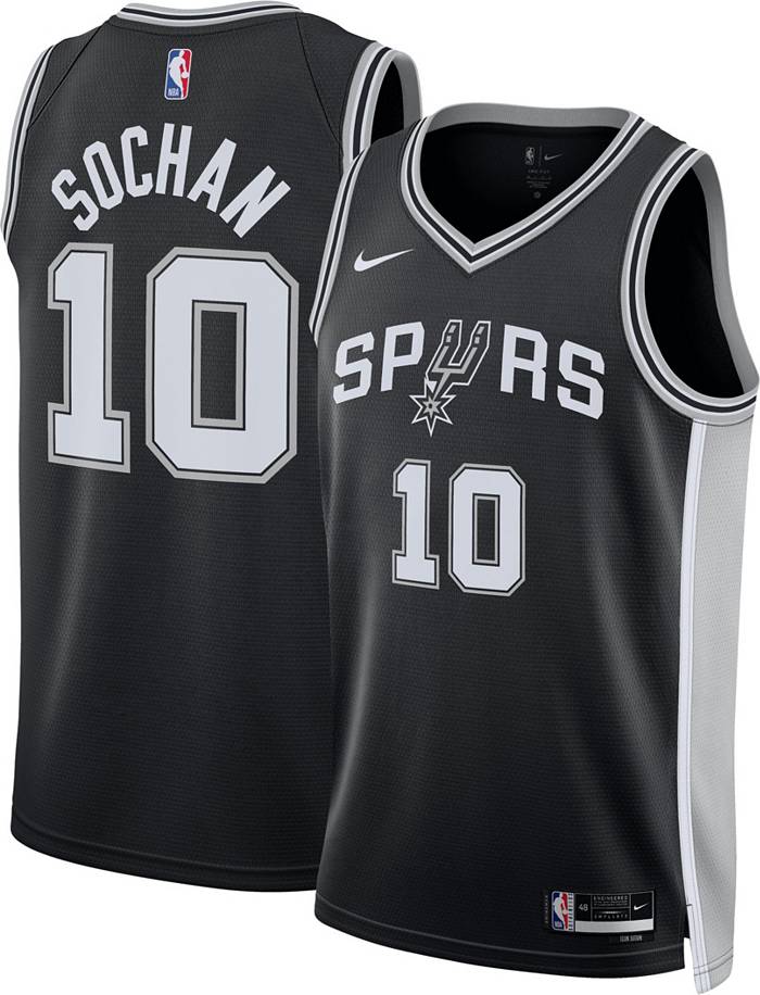 Nike Men's San Antonio Spurs Jeremy Sochan Number 10 Dri-Fit Swingman Jersey - Black - S (Small)