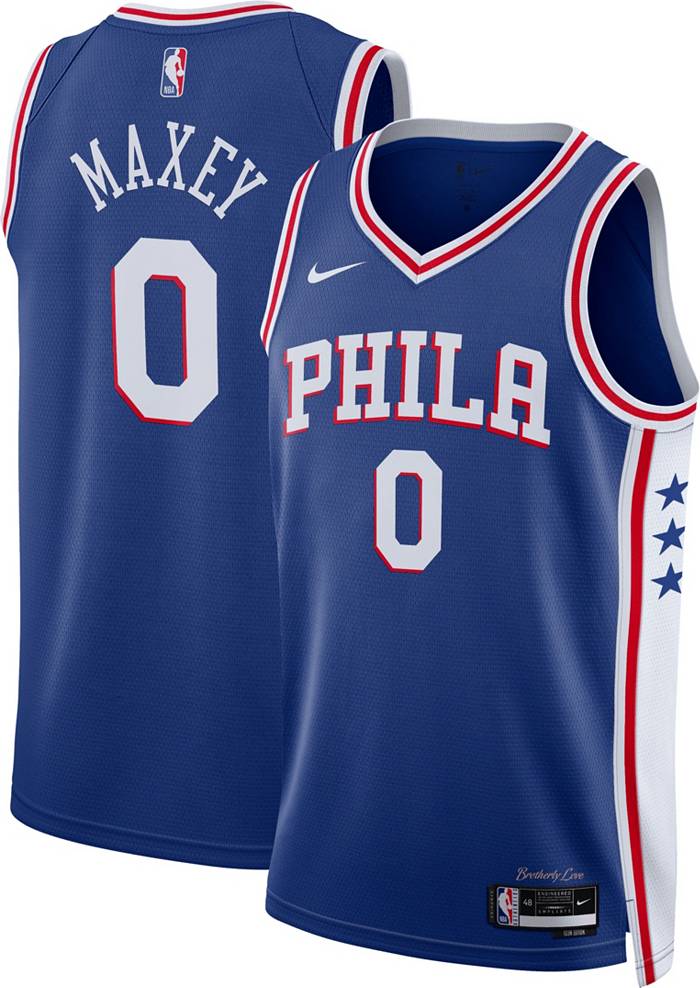 75th Anniversary Philadelphia 76ers MAXEY#0 Blue NBA Jersey - Kitsociety