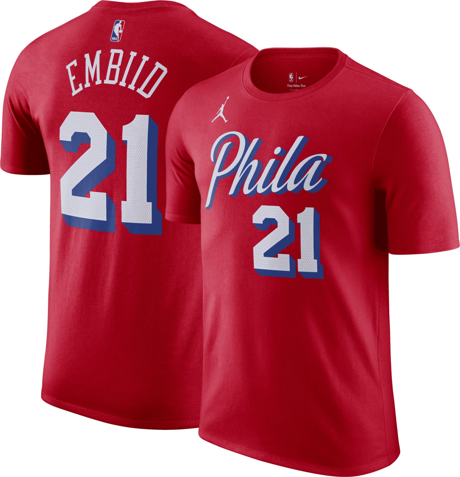 Nike Men's Philadelphia 76ers Joel Embiid #21 Red T-Shirt product image