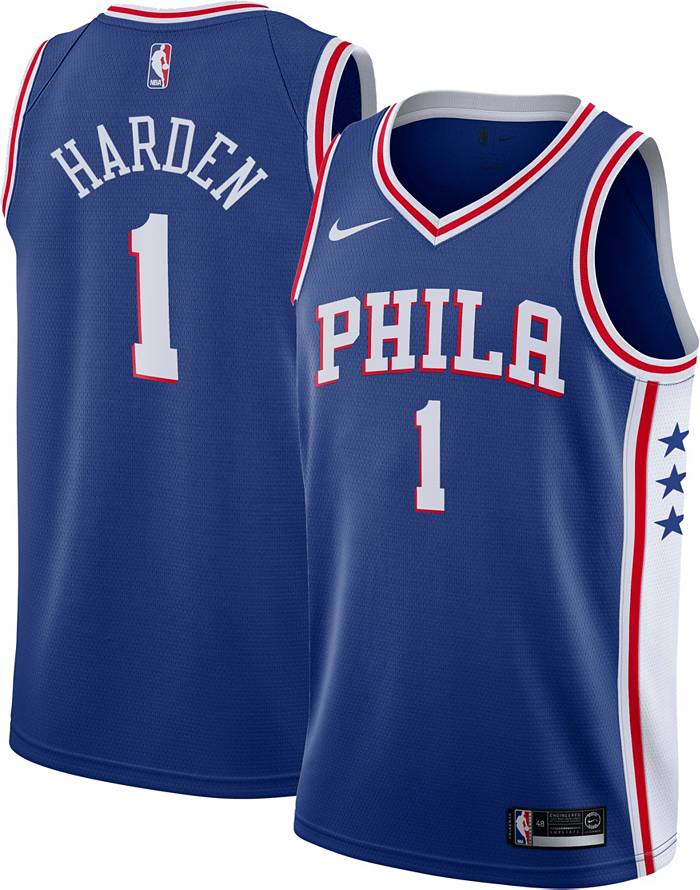 47 Brand / Men's Philadelphia 76ers James Harden #1 Royal Super Rival  T-Shirt