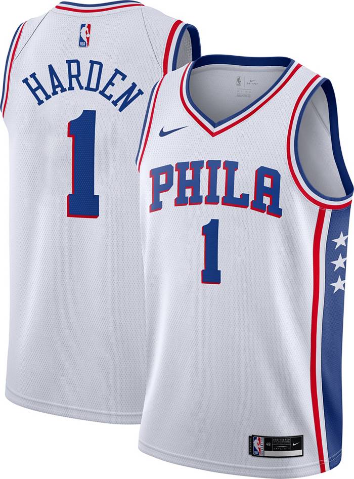 Nike Men's James Harden Philadelphia 76ers 2022 City Edition Swingman Jersey, White, Size: XS, Polyester