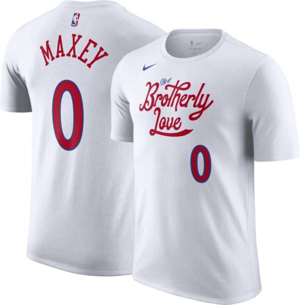 Nike Men's 2022-23 City Edition Philadelphia 76ers Tyrese Maxey #0 White  Cotton T-Shirt