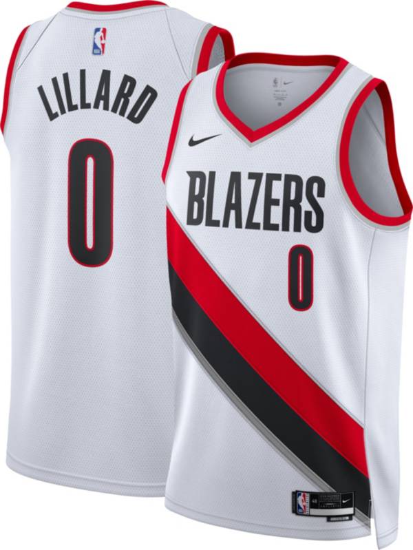 Nike Men's Portland Trail Blazers Damian Lillard #0 White Dri-FIT Swingman Jersey product image