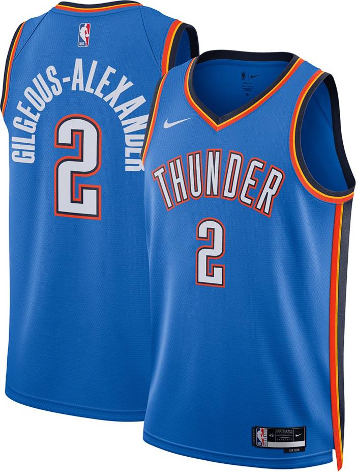 Nike Men's Oklahoma City Thunder Shai Gilgeous-Alexander #2 Blue Dri-Fit Swingman Jersey, XXL