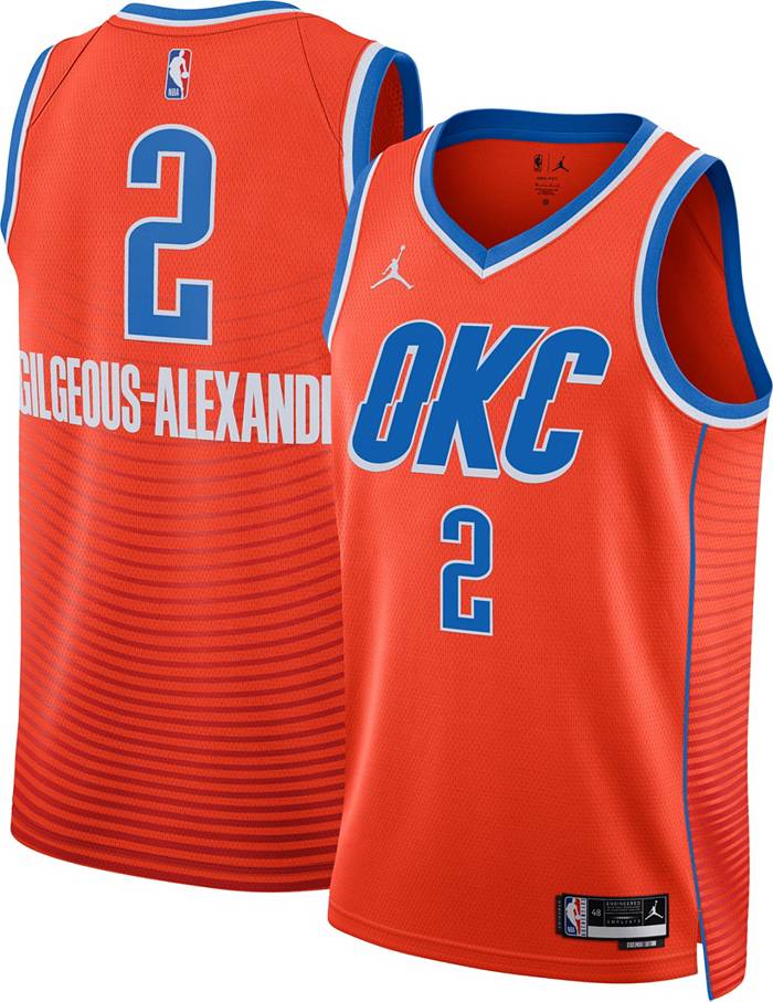 Jordan Men's Oklahoma City Thunder Shai Gilgeous-Alexander #2 Orange Dri-Fit Swingman Jersey, XL
