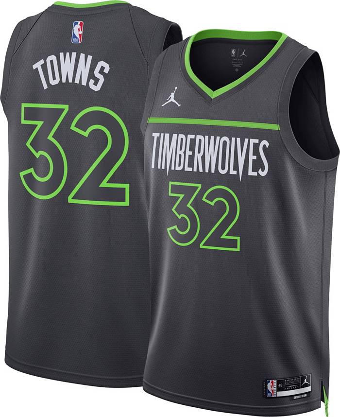 Jordan Men's Minnesota Timberwolves Karl-Anthony towns #32 Grey Dri-Fit Swingman Jersey, Medium, Gray