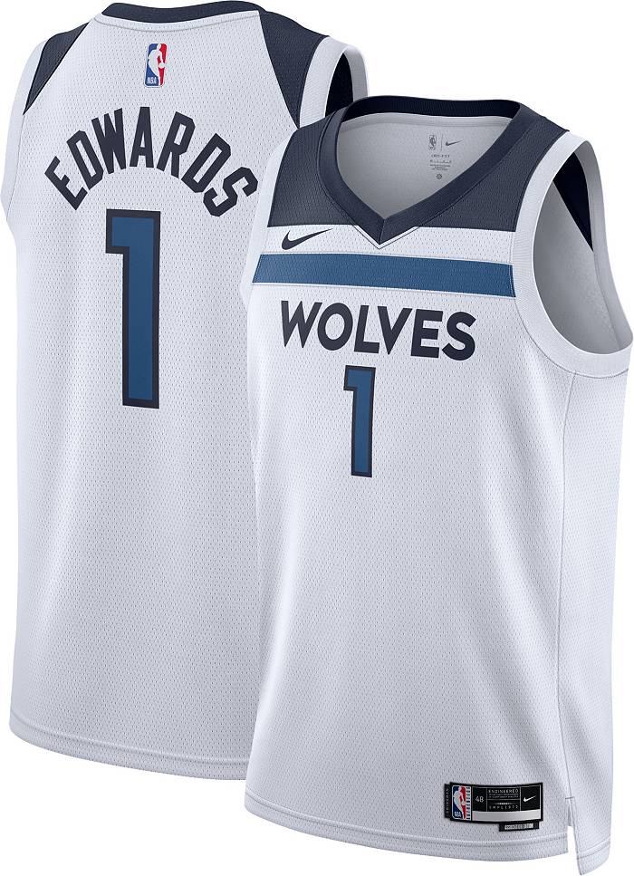 Nike Men's Minnesota Timberwolves Anthony Edwards #1 White Dri-FIT Swingman  Jersey