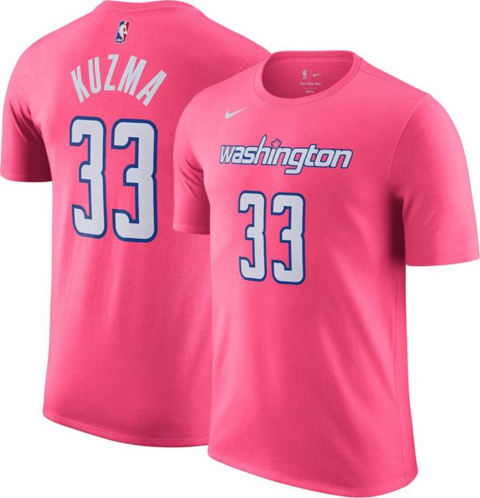 Nike Men's 2022-23 City Edition Washington Wizards Kyle Kuzma #33 Pink  Cotton T-Shirt
