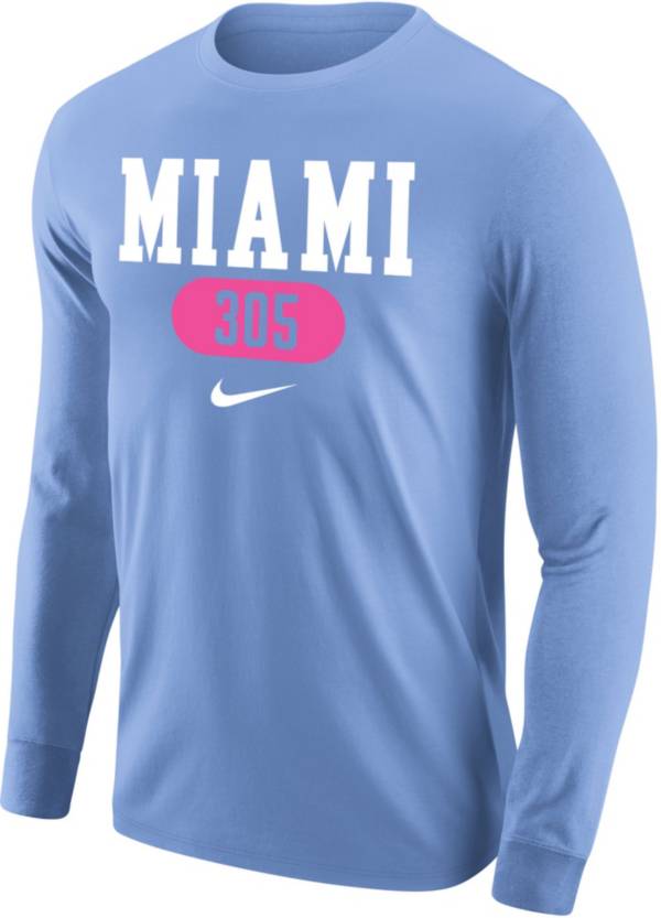 Nike Men's Miami 305 Area Code Light Blue Long Sleeve T-Shirt