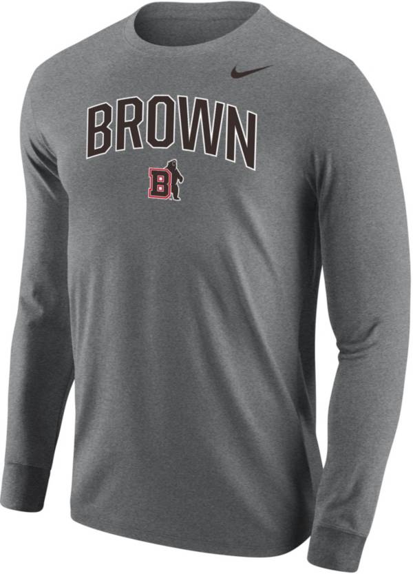 Nike Men's Brown University Bears Grey Core Cotton Long Sleeve T-Shirt
