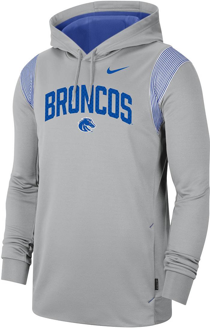 Nike Men's Boise State Broncos Grey Therma-FIT Football Sideline Performance Pullover Hoodie, Small, Gray