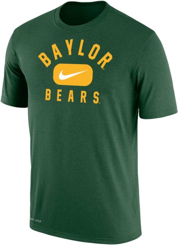 Nike Men's Baylor Bears Green Dri-FIT Cotton Swoosh in Pill T-Shirt product image