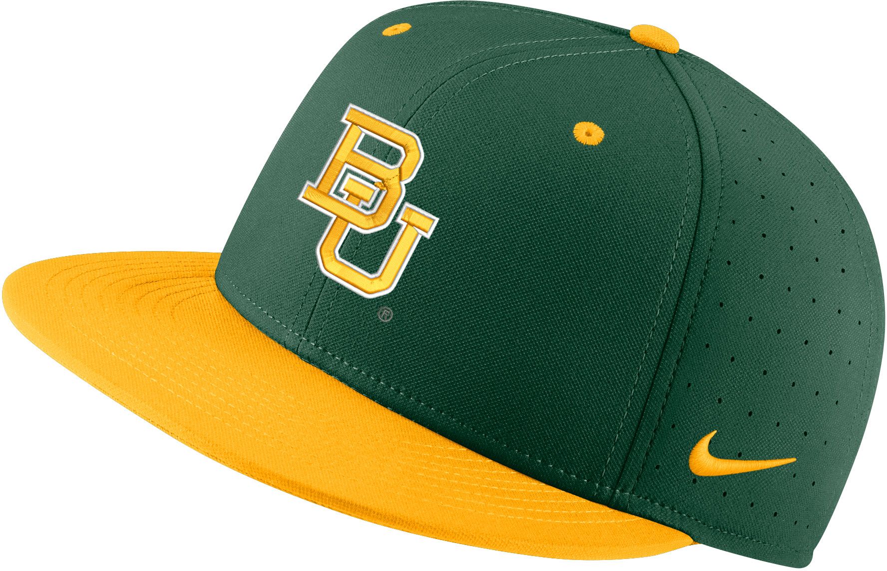 Nike Men's Baylor Bears Green Aero True Baseball Fitted Hat