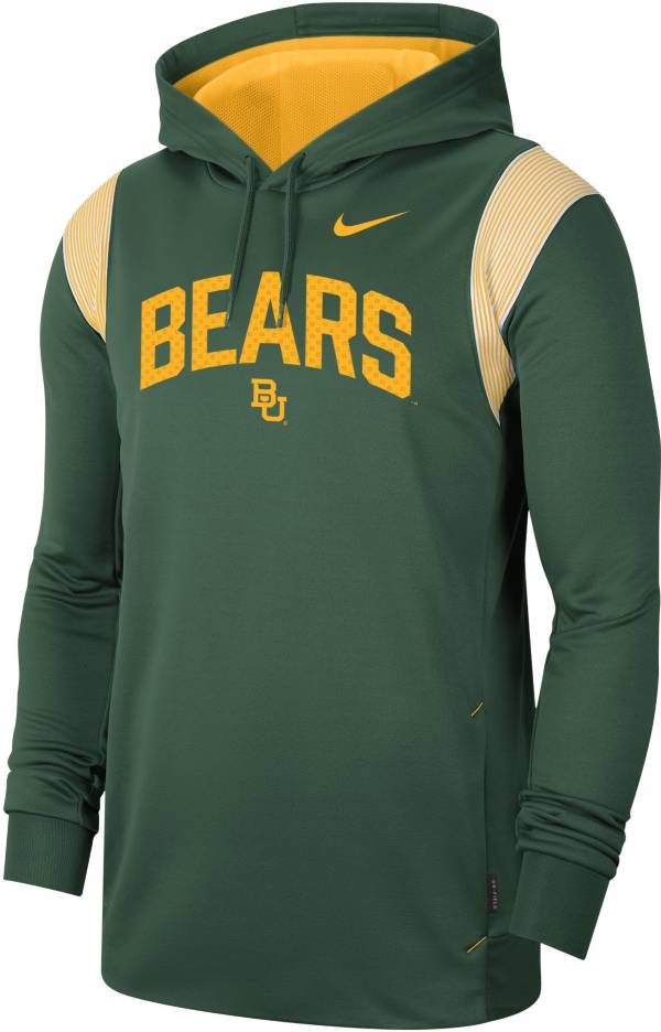 Nike Men's Baylor Bears Green Therma-FIT Football Sideline Performance Pullover Hoodie product image