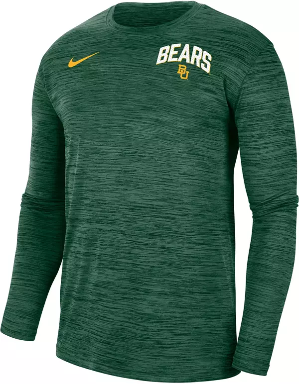 Nike Men's Baylor Bears Green Dri-FIT Velocity Football Sideline Long  Sleeve T-Shirt