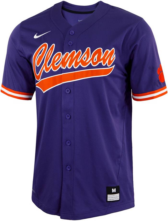 Men's Nike Orange Clemson Tigers Replica Full-Button Baseball Jersey Size: Large