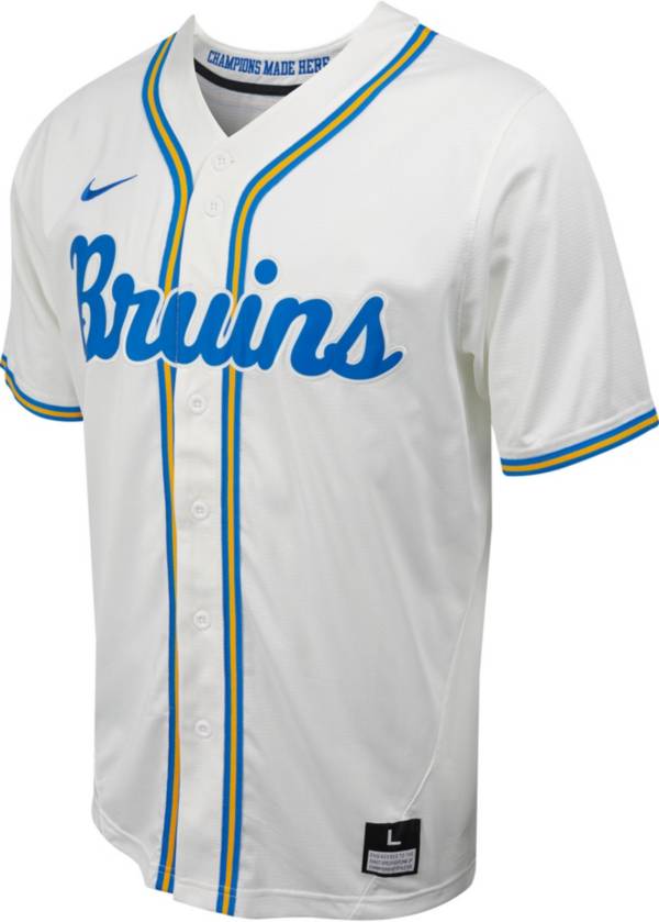 Nike White/Blue UCLA Bruins Pinstripe Replica Full-Button Baseball Jersey