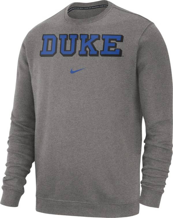 Nike Men's Duke Blue Devils Grey Club Fleece Crew Neck Sweatshirt ...