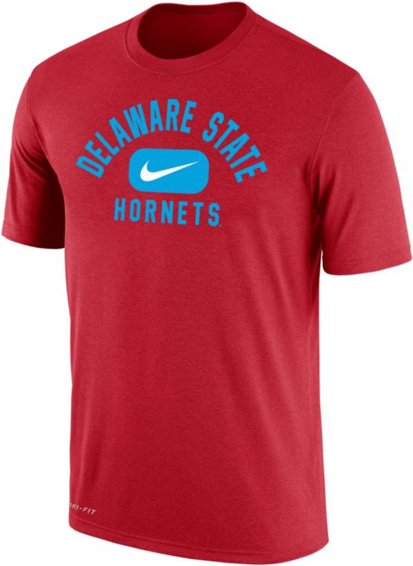 Nike Men's Delaware State Hornets Red Dri-FIT Cotton Swoosh in Pill T-Shirt product image
